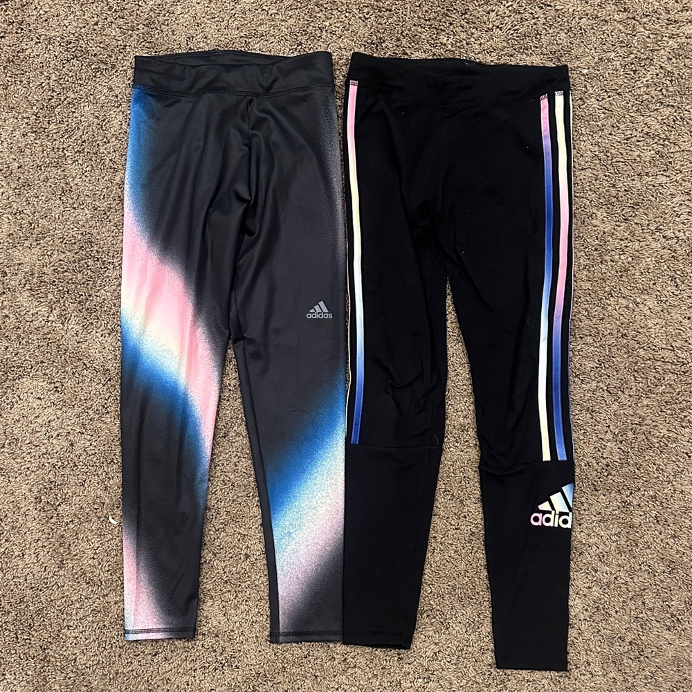 Adidas Girls Black Multicolor Leggings set